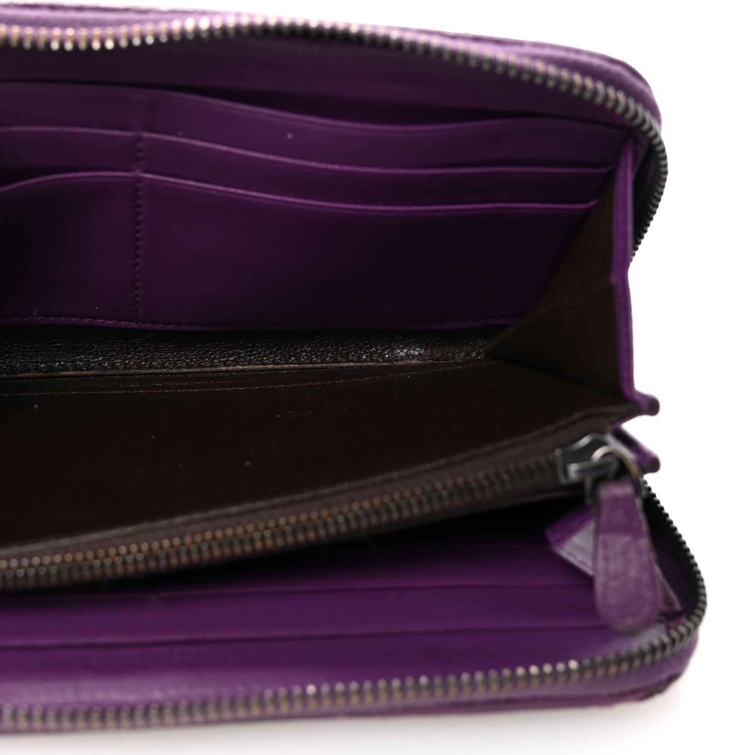 Nappa Intrecciato Zip Around Wallet Aubergine