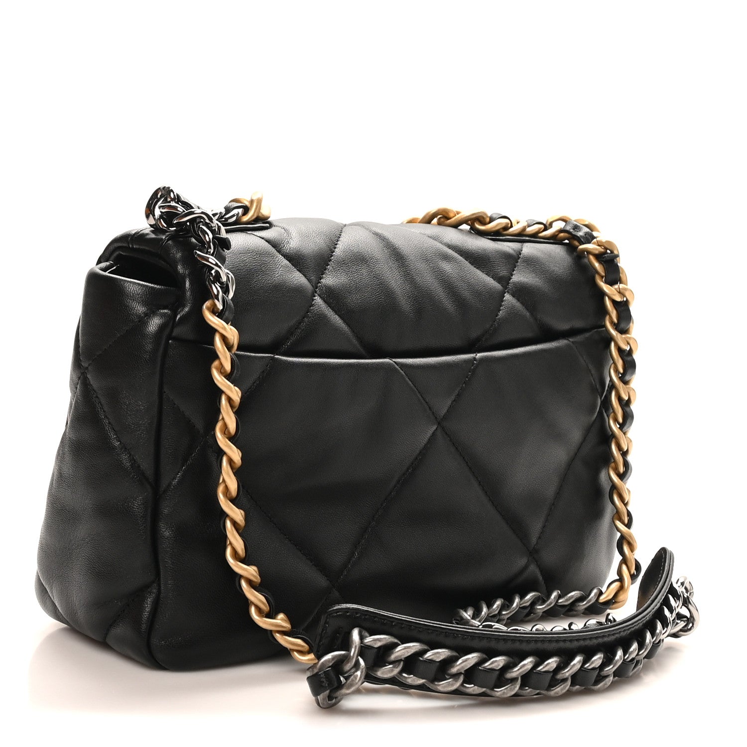 Lambskin Quilted Medium CHNL 19 Flap Black