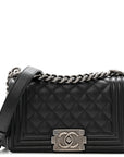 Caviar Quilted Small Boy Flap Black