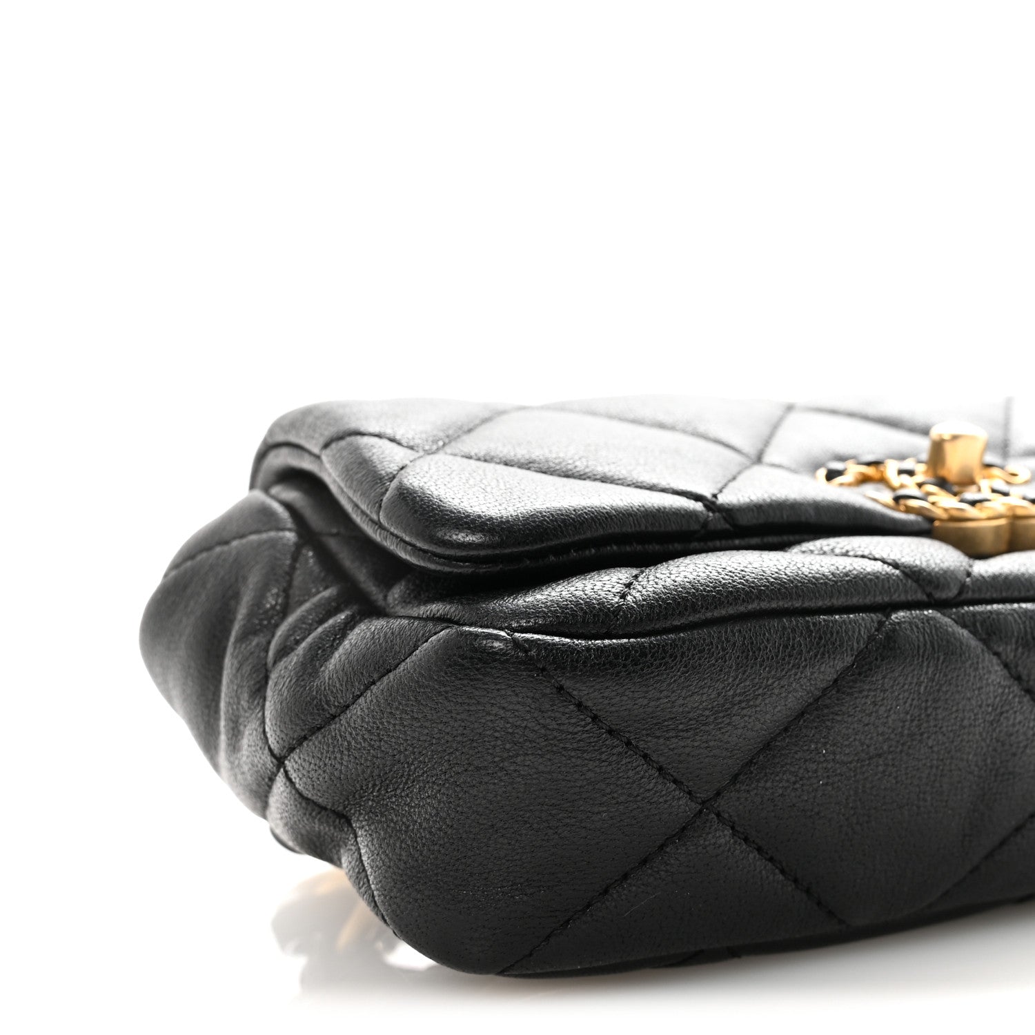 Goatskin Quilted CHNL 19 Waist Bag Black
