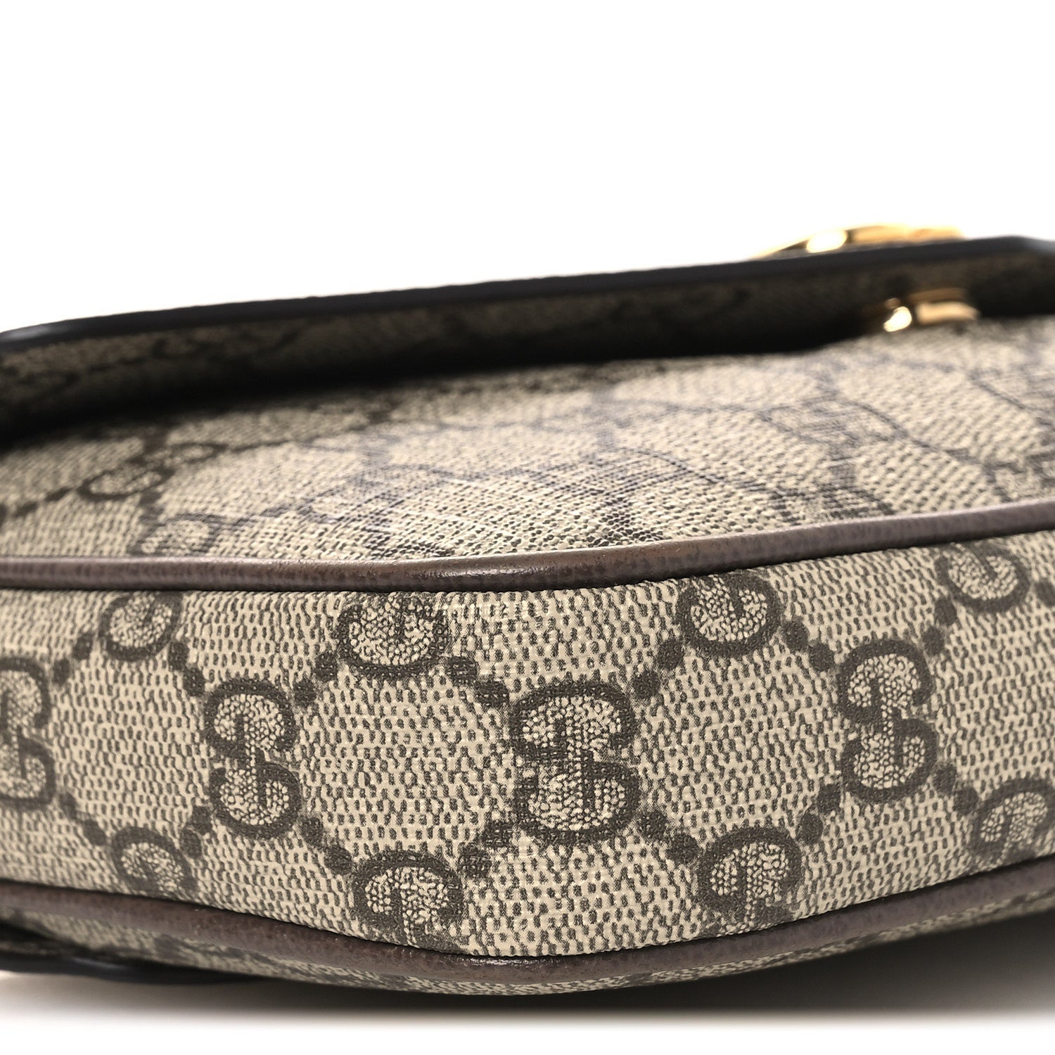 GG Supreme Monogram Textured Dollar Calfskin Web Mini Ophidia Envelope Shoulder Bag Beige Ebony