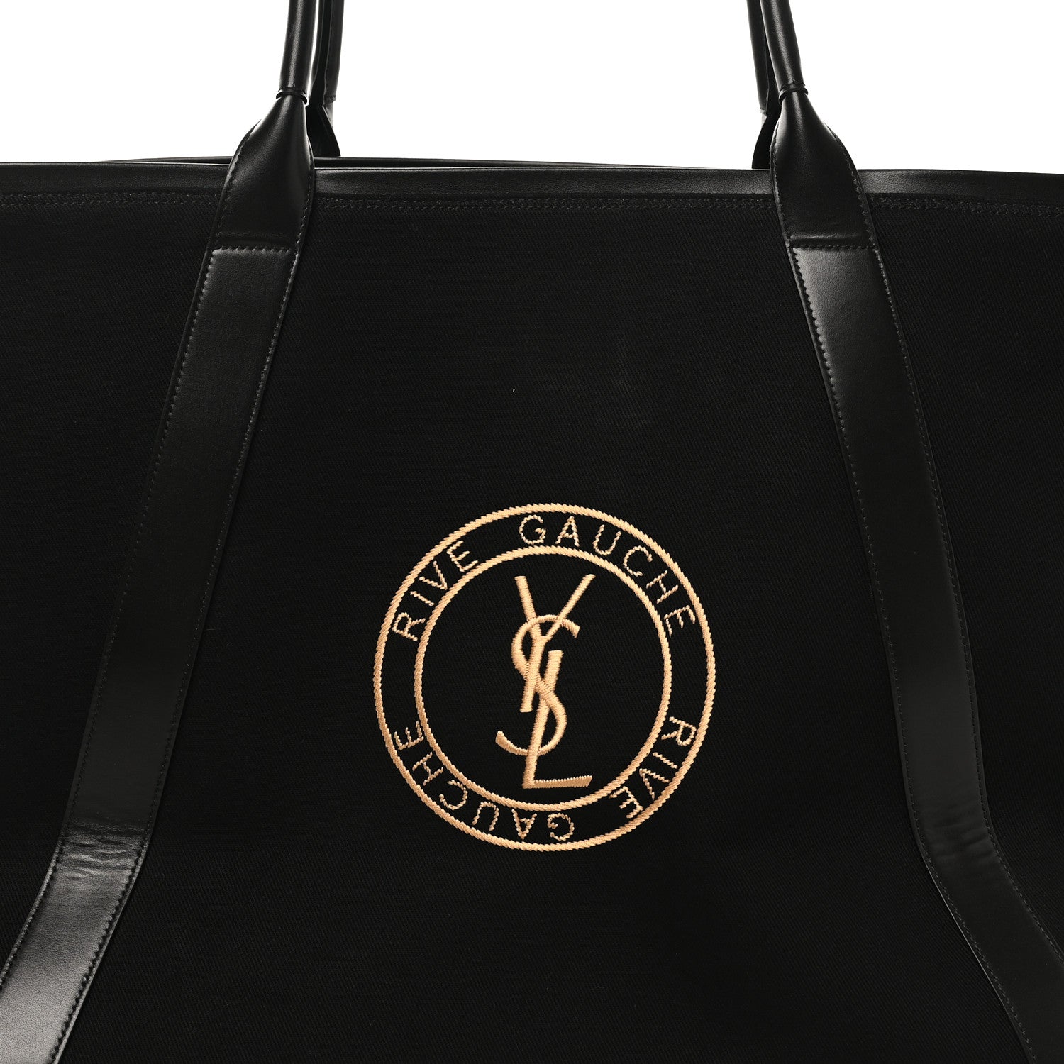 Linen Calfskin Rive Gauche Tote Black