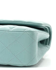 Caviar Quilted Medium Double Flap Light Blue