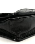 Crinkled Calfskin Matelasse Monogram Baby Niki Chain Satchel Black