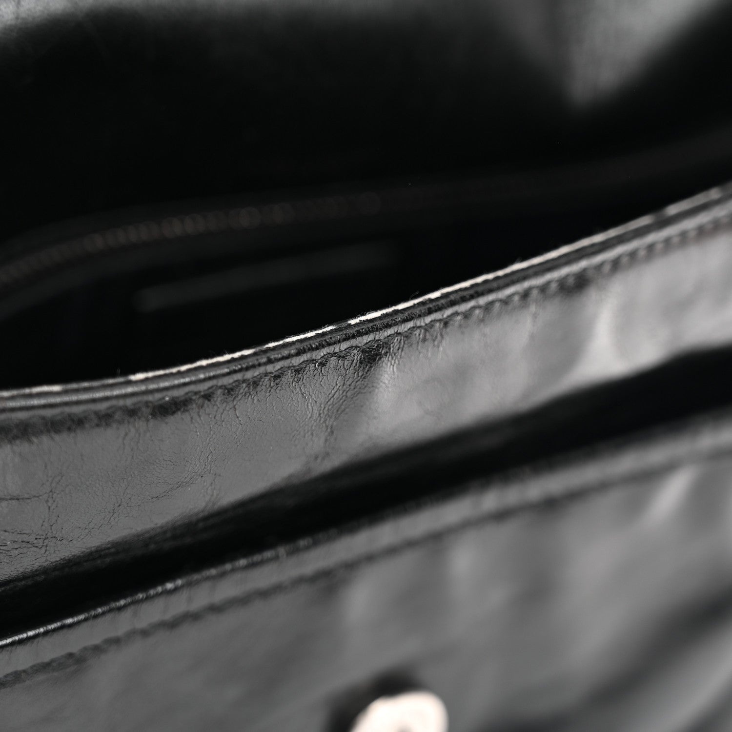 Crinkled Calfskin Monogram Medium Niki Chain Satchel Black