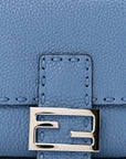 Cuoio Roma Sellerissima Nappa Sintetica Tape Stitch Baguette Placca Placca Argento Blue