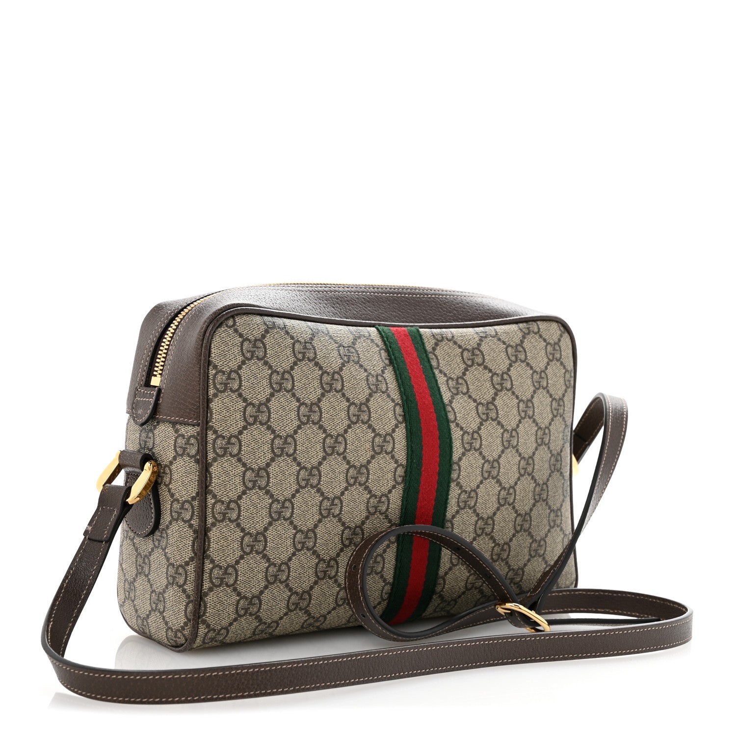 GG Supreme Monogram Web Small Ophidia Shoulder Bag Brown