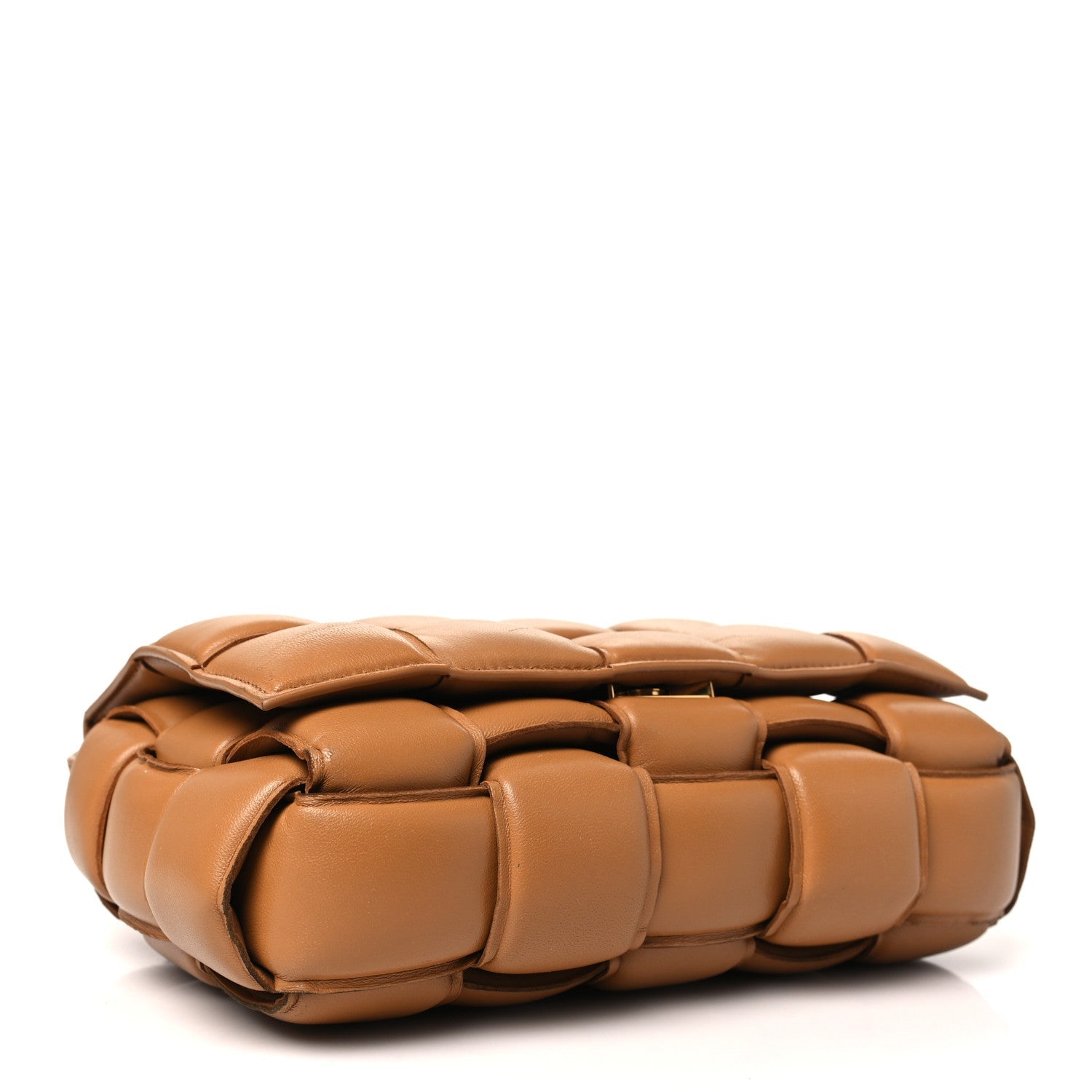 Nappa Maxi Intreccio Padded Cassette Crossbody Bag Caramel