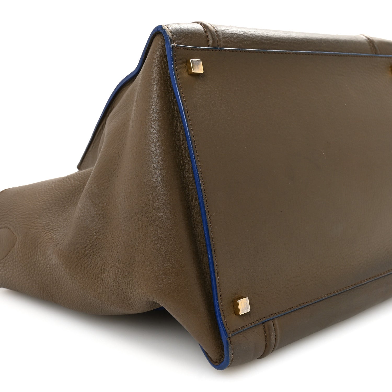 Baby Grained Medium Phantom Luggage Taupe Blue Trim