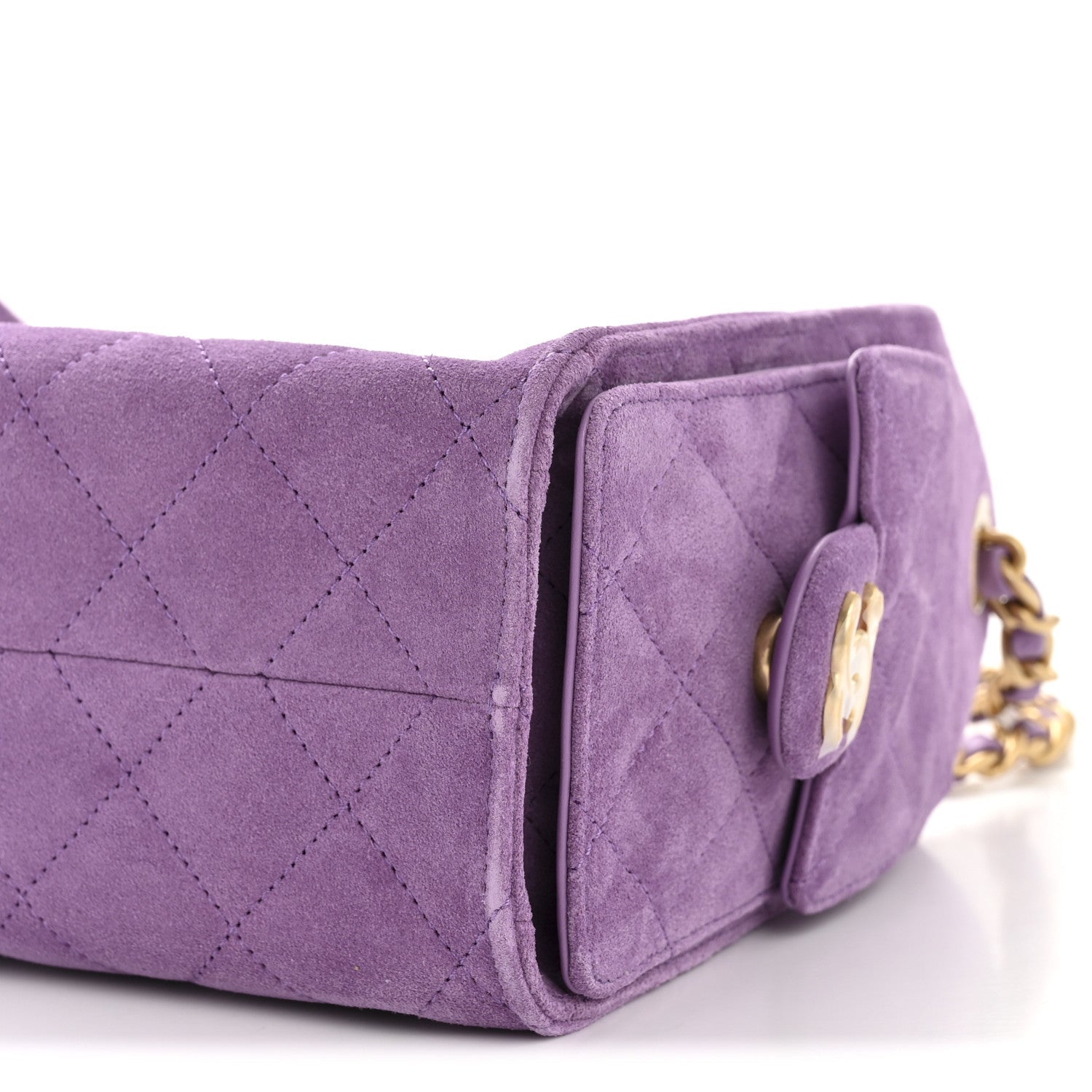 Suede Quilted Mini CHNL 25 Handbag Purple