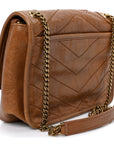 Crinkled Calfskin Matelasse Monogram Baby Niki Chain Satchel Light Caramel