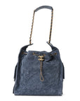 Suede Quilted Medium CHNL 25 Handbag Blue