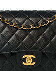 Caviar Quilted Medium Double Flap Black