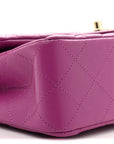 Lambskin Quilted Small Double Flap Purple