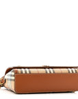 Coated Canvas Calfskin Vintage Check Small Note Crossbody Bag Briar Brown