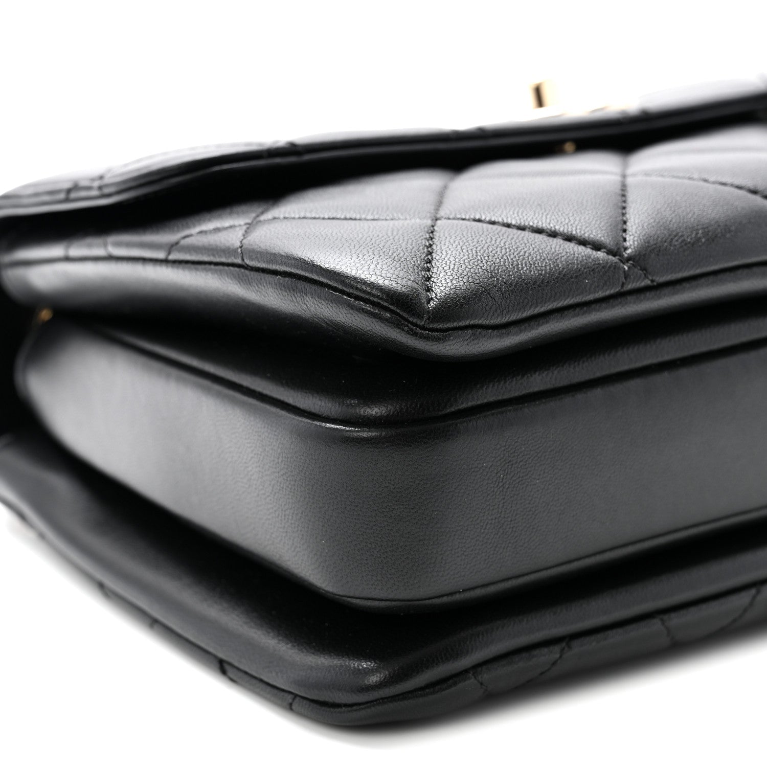 Lambskin Quilted Small Trendy CC Dual Handle Flap Bag Black