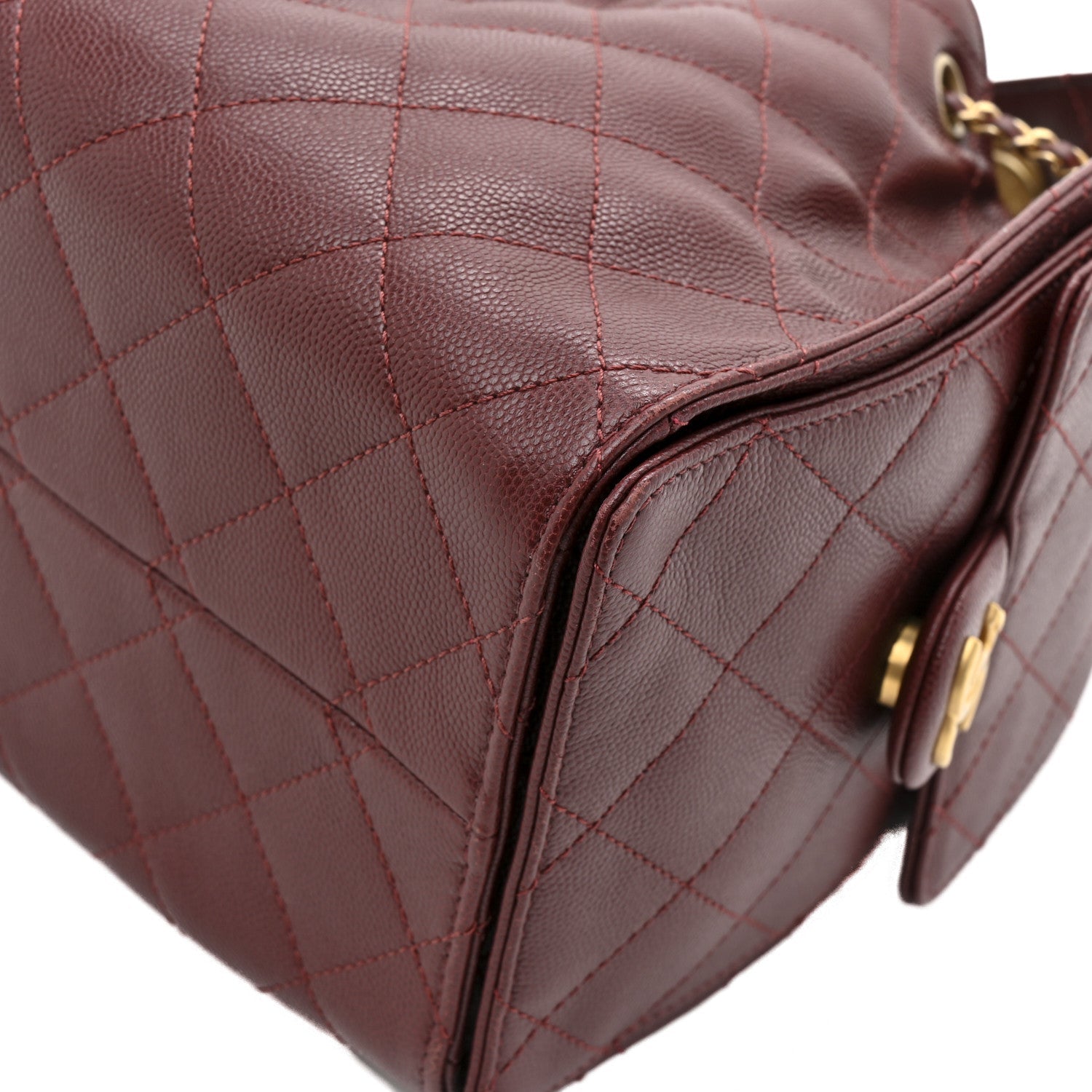 Caviar Quilted Small CHNL 25 Handbag Burgundy