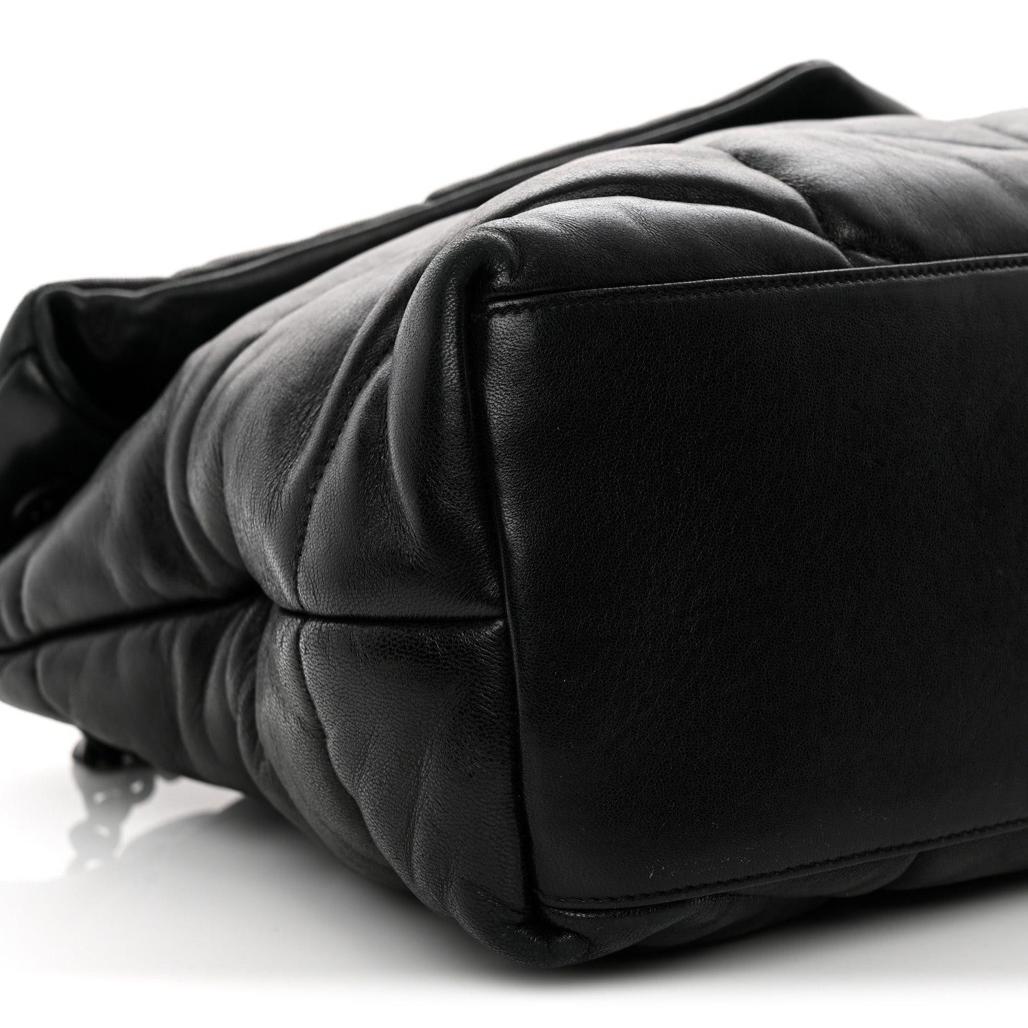 Lambskin Quilted Monogram Monochrome Small Loulou Puffer Chain Satchel Black