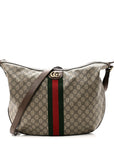 GG Supreme Monogram Web Ophidia Half Moon Hobo Brown