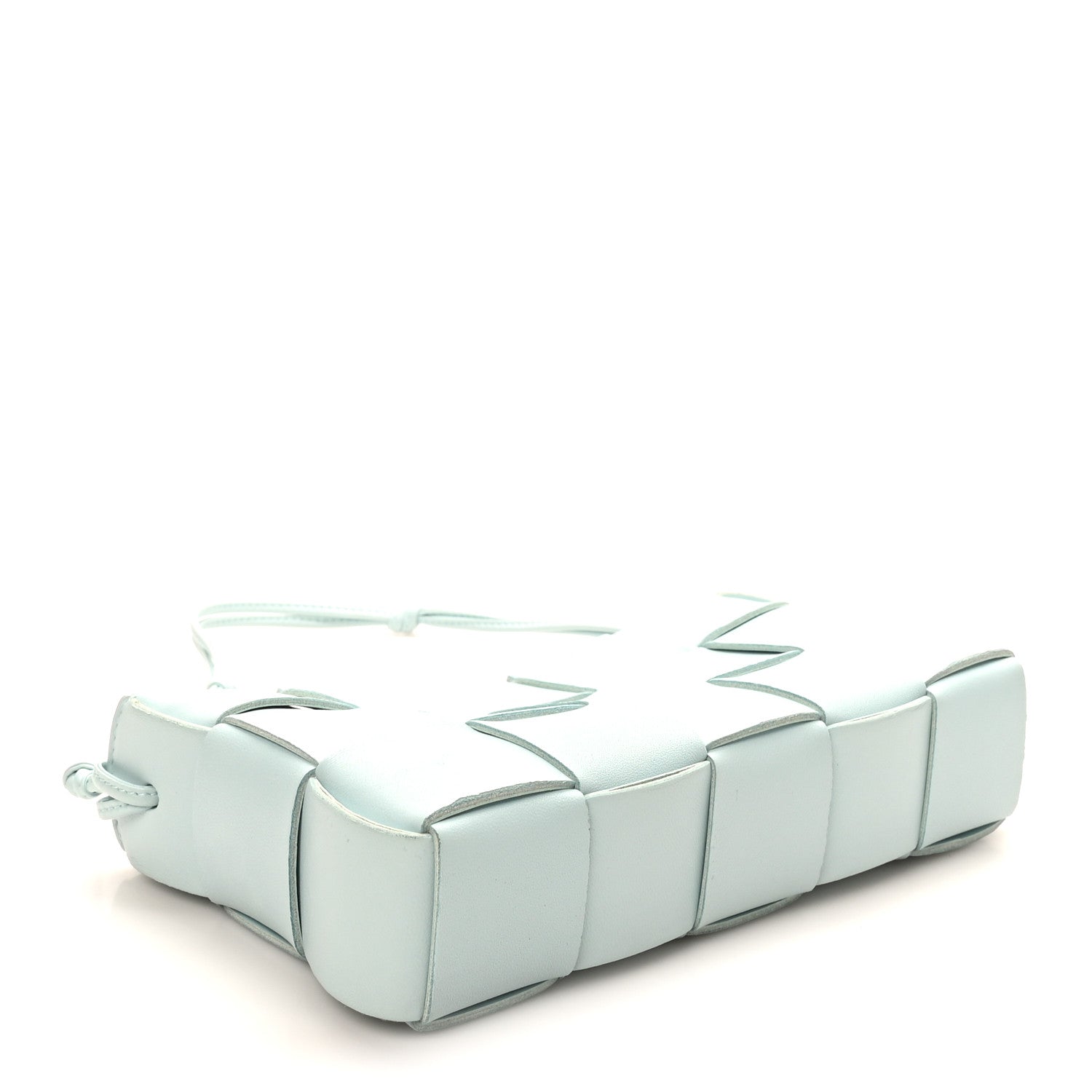 Calfskin Maxi Intrecciato Cassette Pouch On Strap Pale Blue