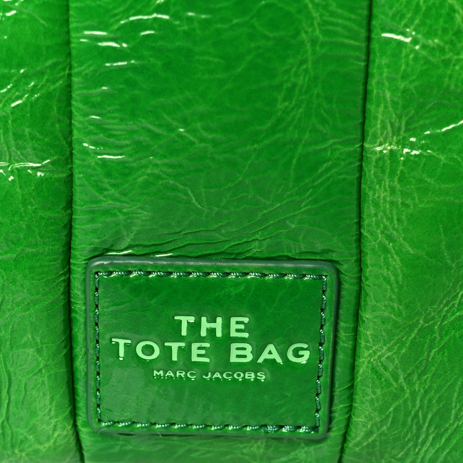 Shiny Crinkled Calfskin Mini The Tote Bag Fern Green