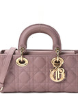 Lambskin Cannage Small Lady D-Joy Peony Pink