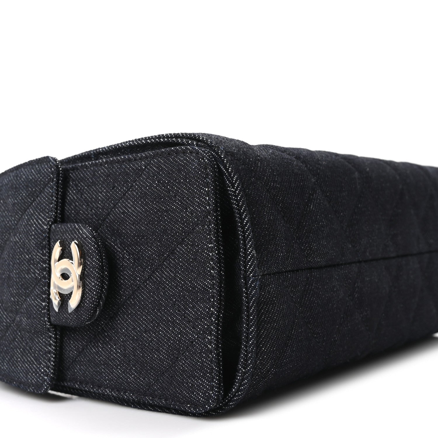 Denim Quilted Mini CHNL 25 Handbag Dark Blue