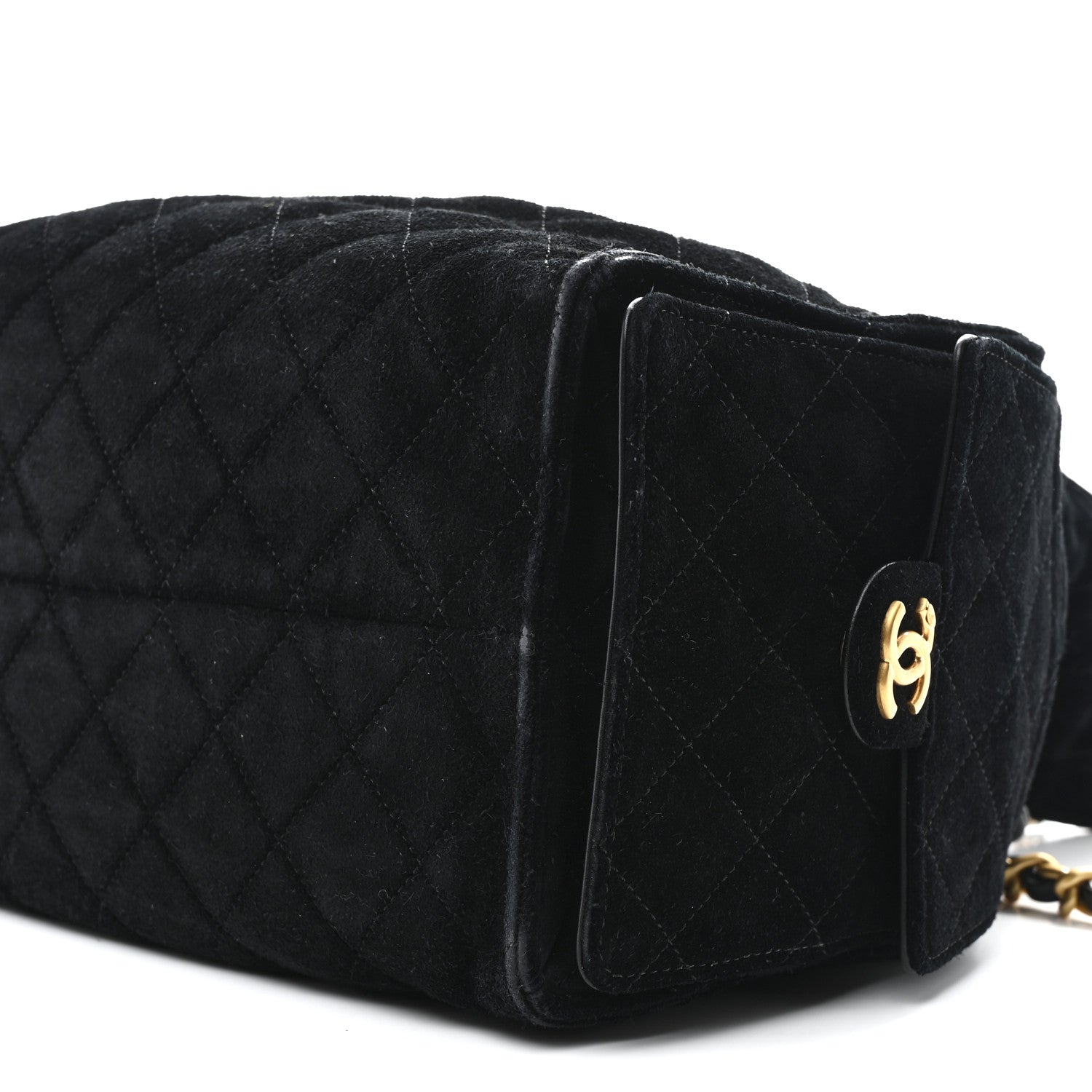 Suede Quilted Medium CHNL 25 Handbag Black