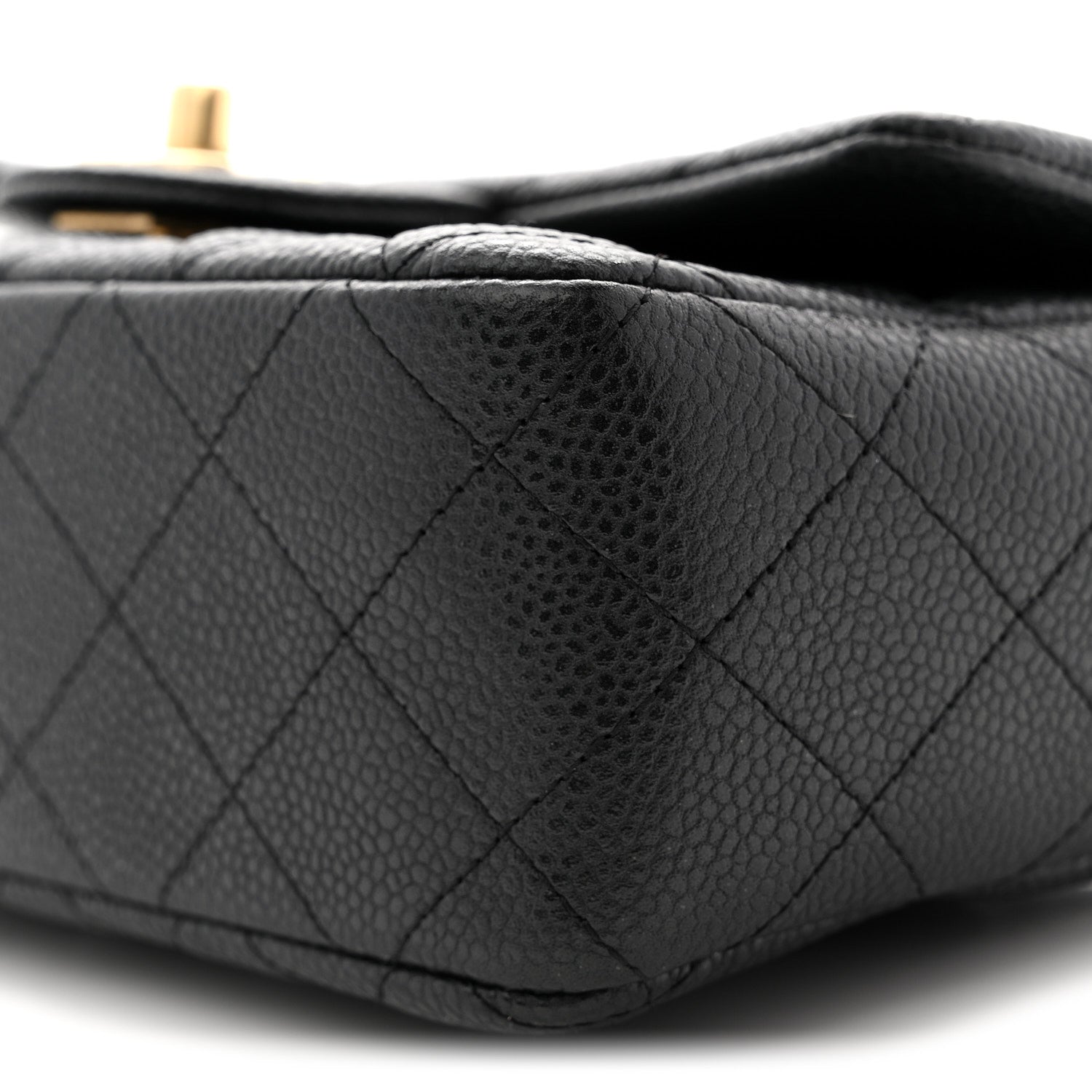 Metallic Caviar Quilted Mini Rectangular Flap Black
