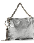 Metallic Goatskin Callie Mea Tassel Silver