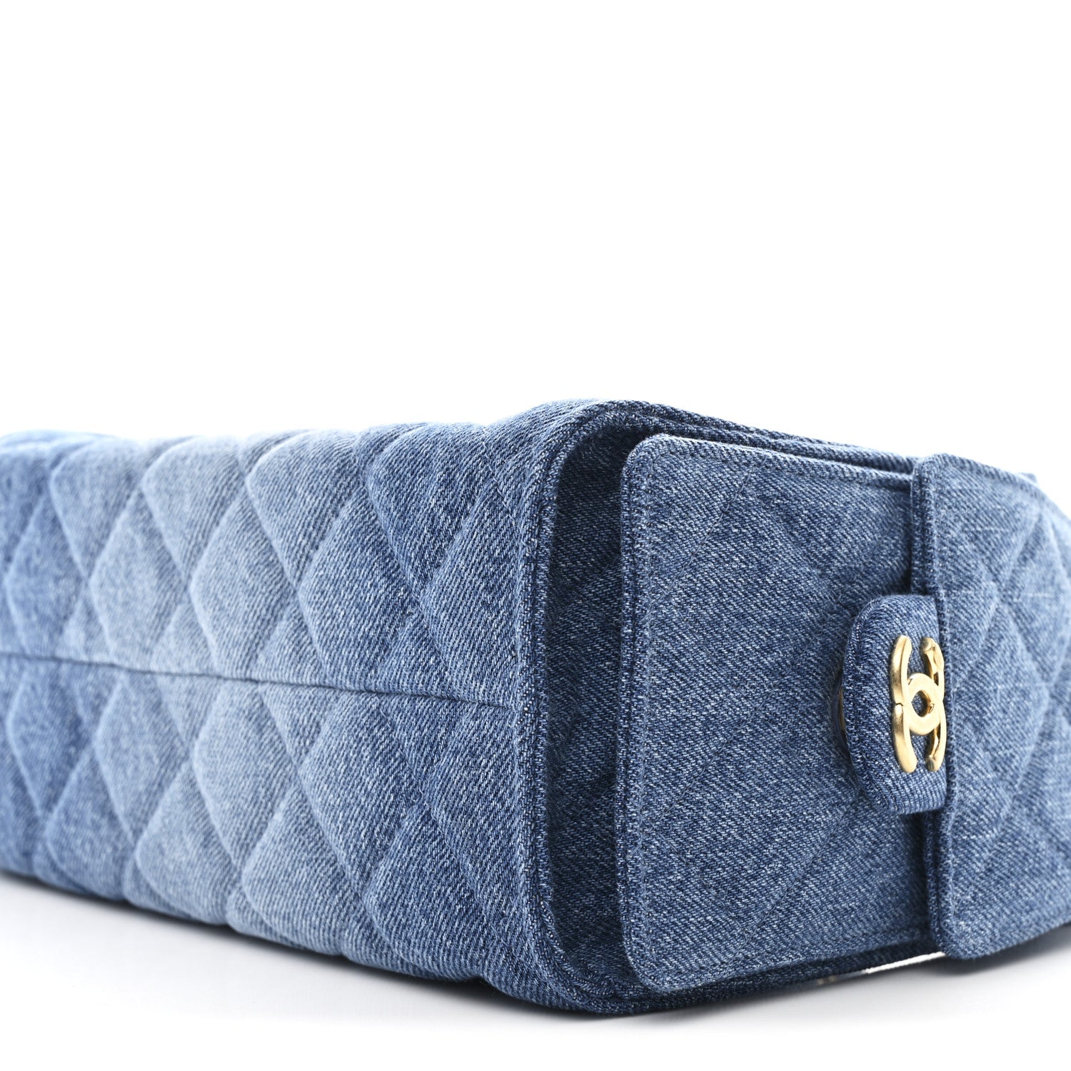 Washed Denim Quilted Mini CHNL 25 Handbag Blue