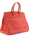 Taurillon Clemence Eclat Birkin 35 Sanguine White
