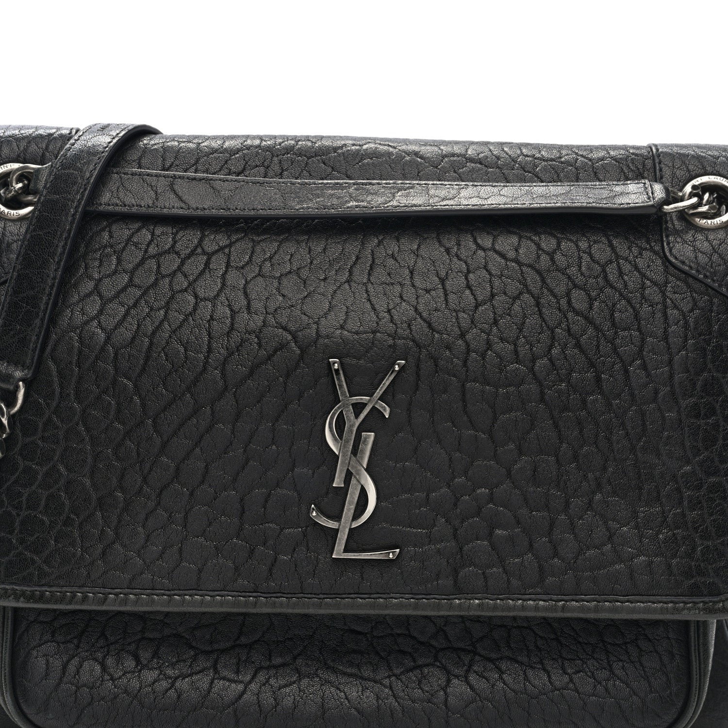 Grained Lambskin Monogram Large Niki Chain Satchel Black