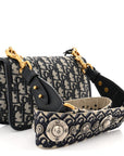 Oblique Small D1ORAddict Flap Bag Navy Blue