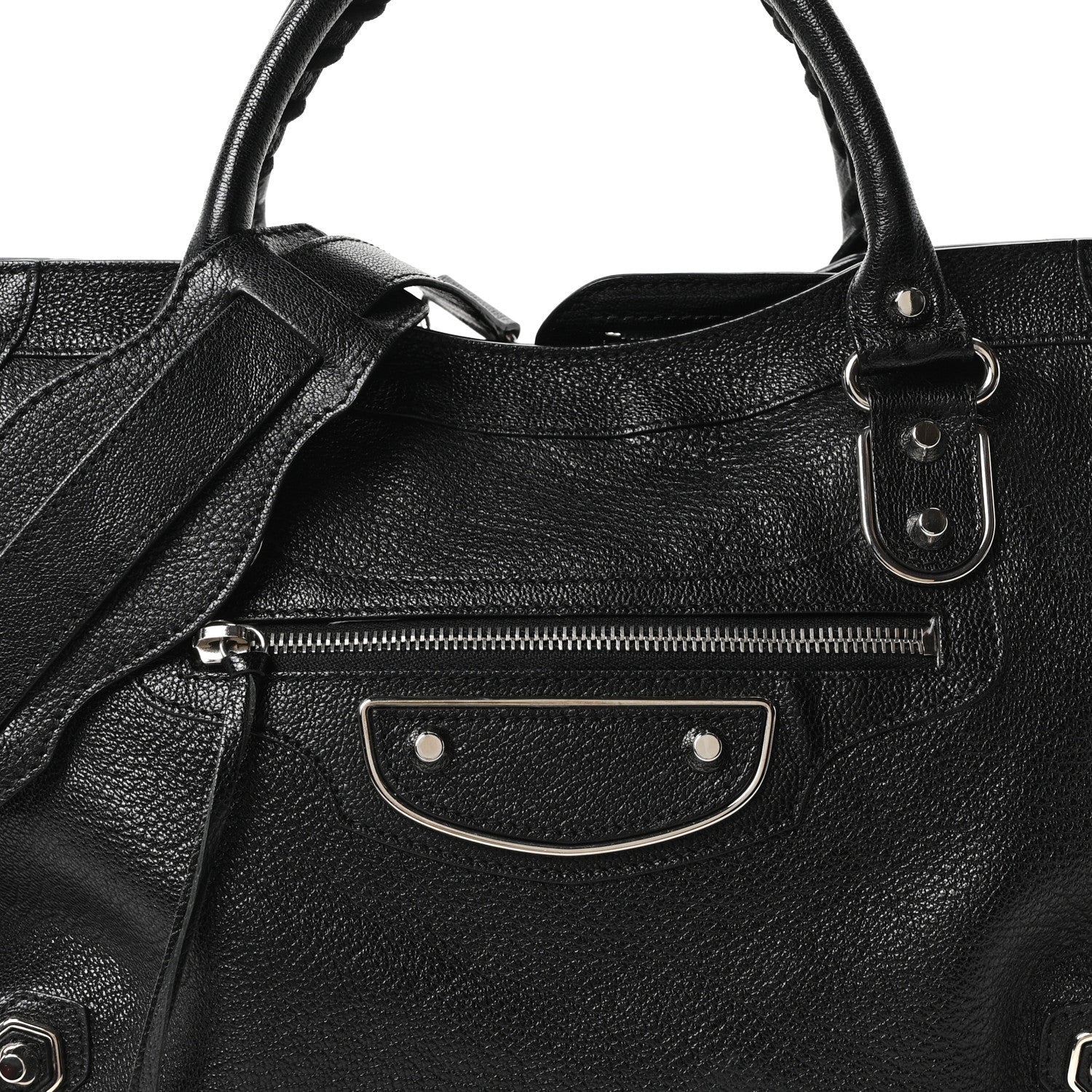 Chevre Silver Metallic Edge Hardware City Black