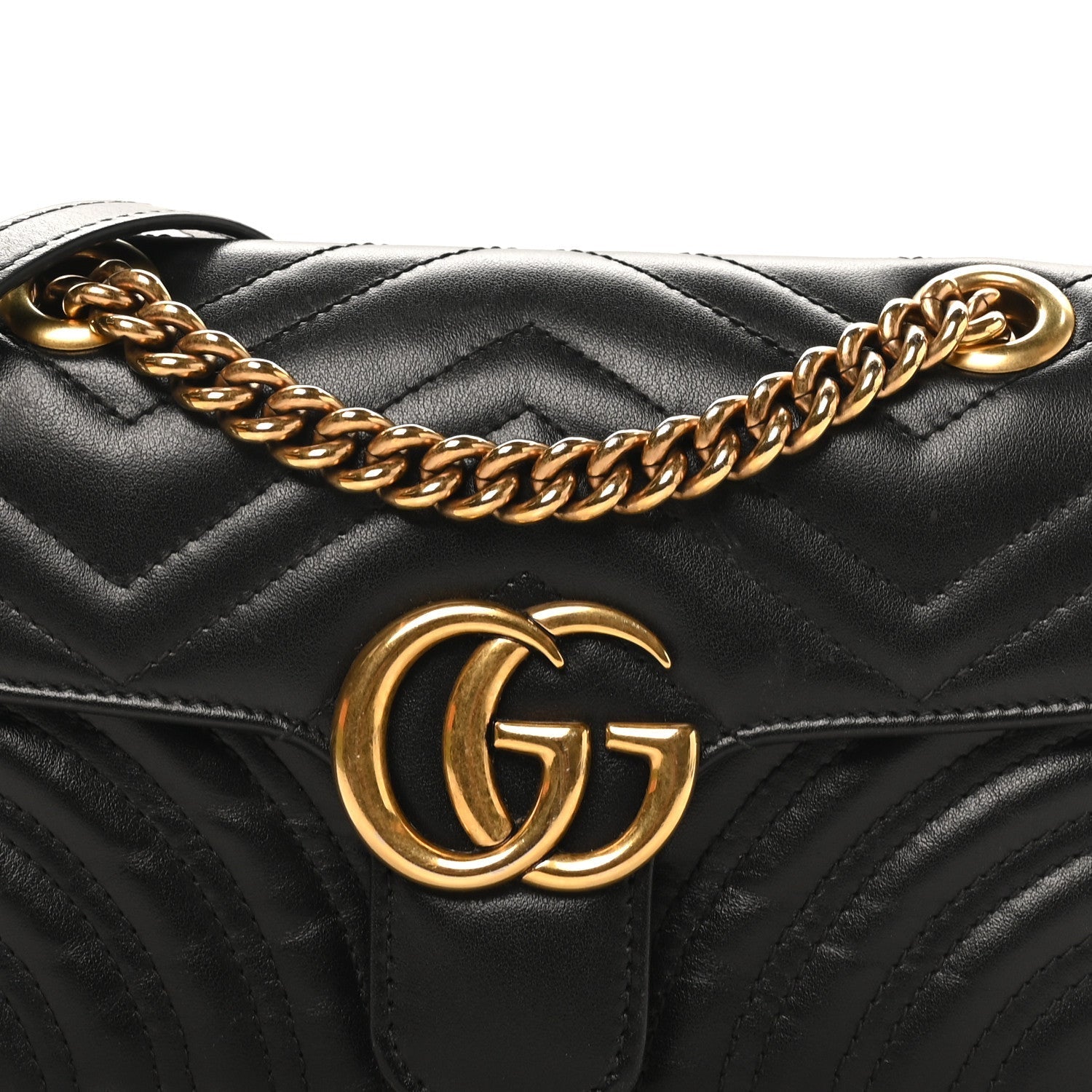 Calfskin Matelasse Mini GG Marmont Shoulder Bag Black