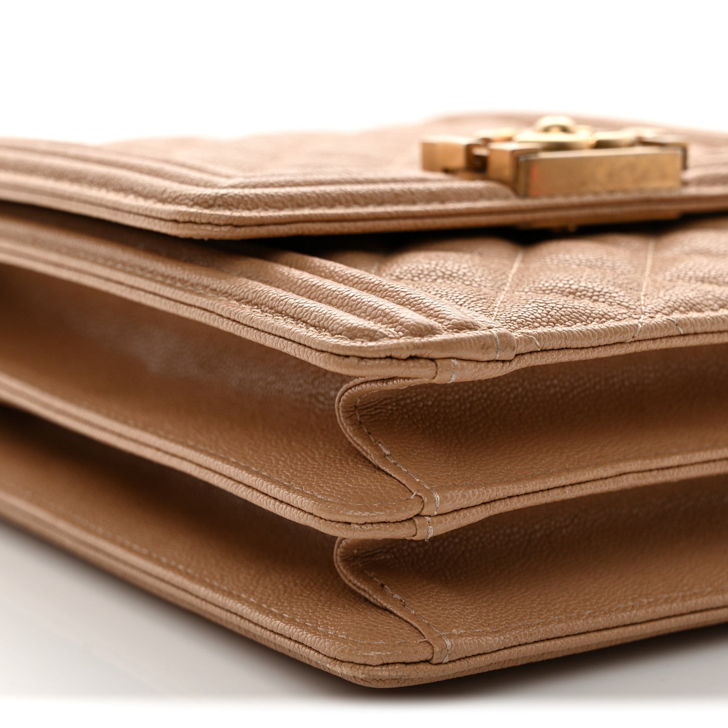 Caviar Quilted North South Boy Flap Beige