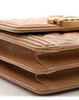 Caviar Quilted North South Boy Flap Beige