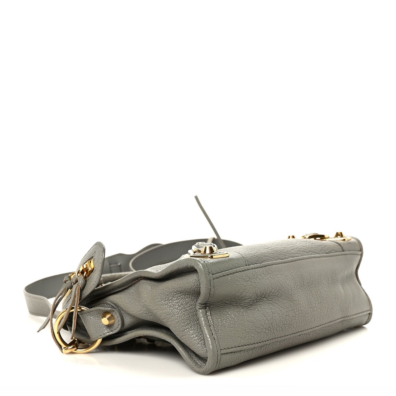 Chevre Gold Metallic Edge Hardware Mini City Gris Taupe