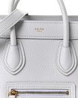 Drummed Calfskin Nano Luggage Pearl Blue