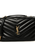 Lambskin Chevron Quilted Large Loulou Black