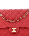 Caviar Quilted Medium Double Flap Red
