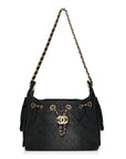 Washed Denim Quilted Mini CHNL 25 Handbag Black
