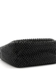 Satin Crystal Soft Padded Small Double Handled Shoulder Bag Black
