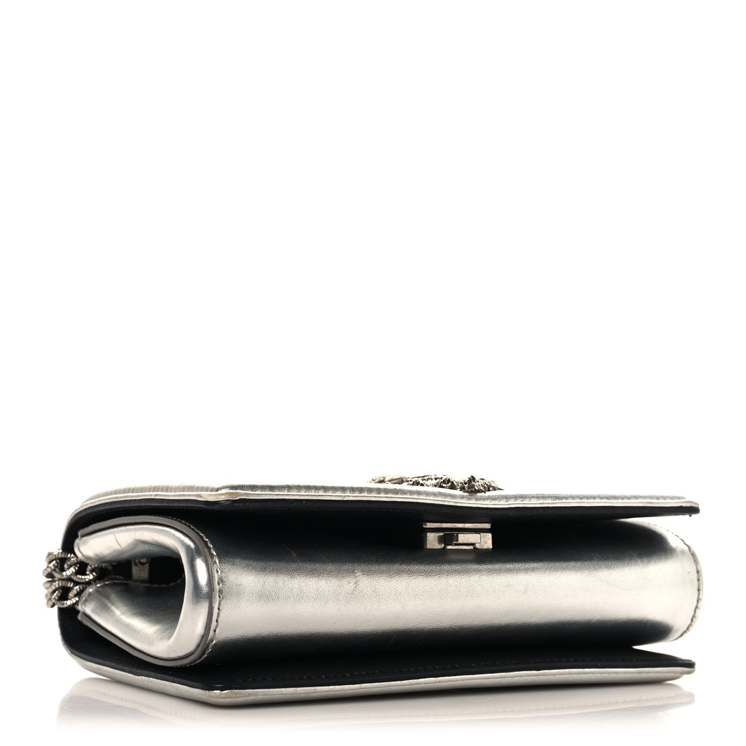 Metallic Calfskin Small Devotion Crossbody Bag Silver