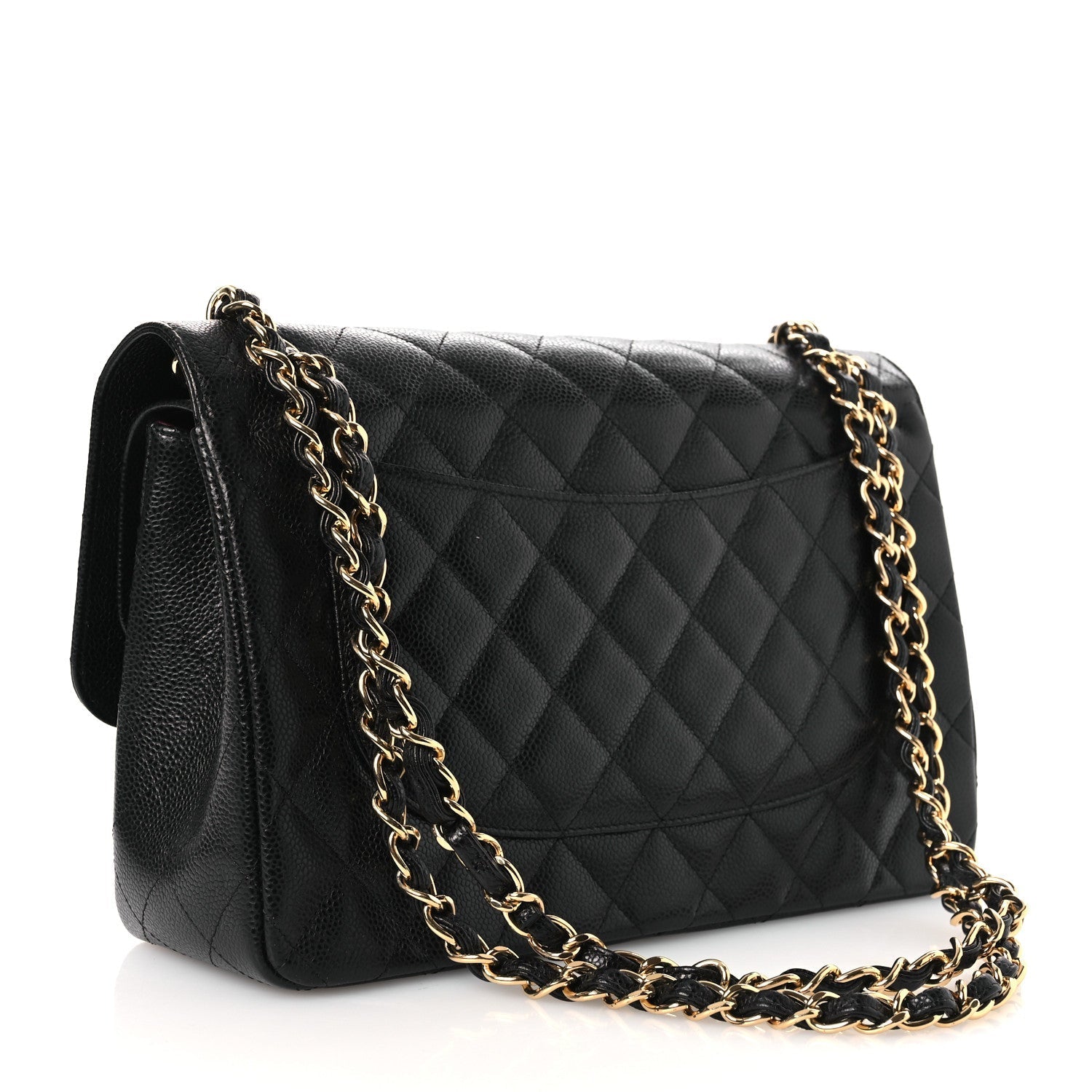 Caviar Quilted Jumbo Double Flap Black