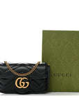 Calfskin Matelasse Super Mini GG Marmont Shoulder Bag Black