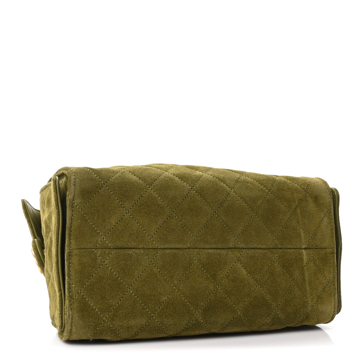 Suede Quilted Small CHNL 25 Handbag Khaki