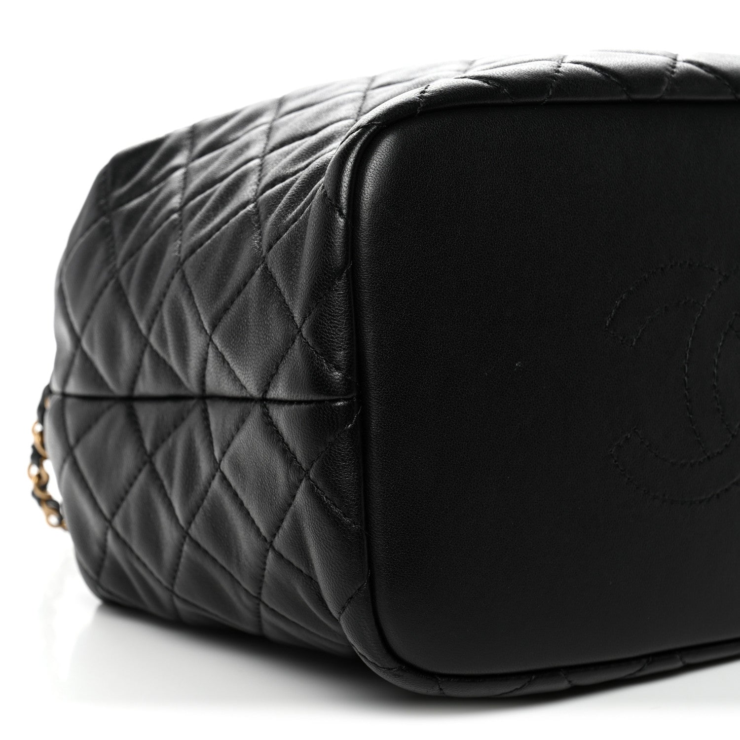 Lambskin Quilted Large Perfect Meeting Hobo Black