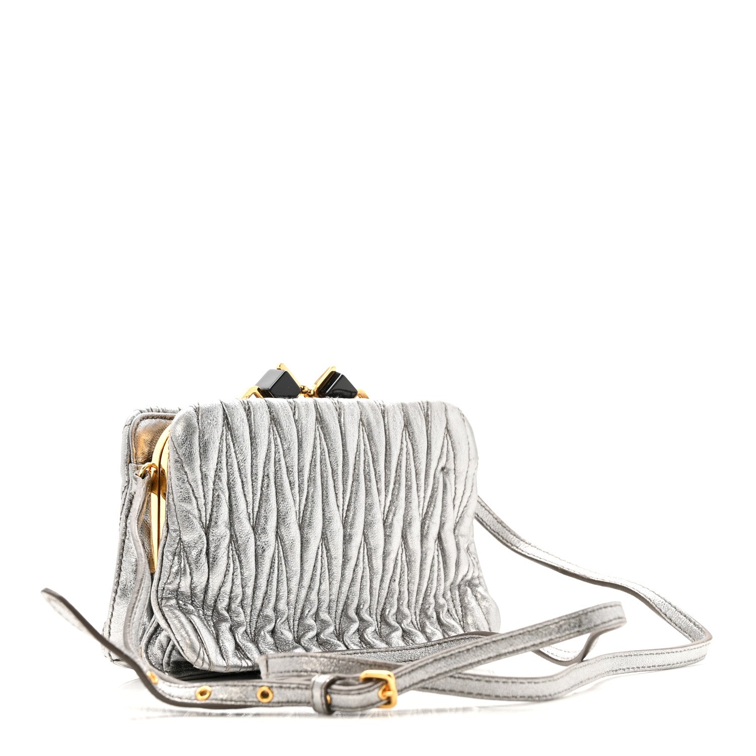 Metallic Matelasse Lux Mini Crossbody Tote Cromo